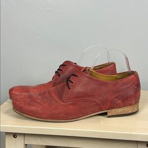 JOHN FLUEVOG CBC Oxford Leather Loafer Red Men's Size 12.5 Lace‎ Up